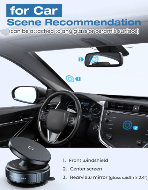 Vacuum Magnetic Suction Cup Phone Mount with 360 Degree Rotation scene recommendation for car installation options.