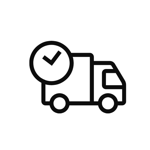 Icon of a delivery truck with a check mark, symbolizing successful delivery and logistics services.