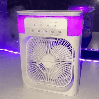 Portable Air Cooler Fan😍Air Conditioner | Multicolour, compact design with colored lights for cooling relief.