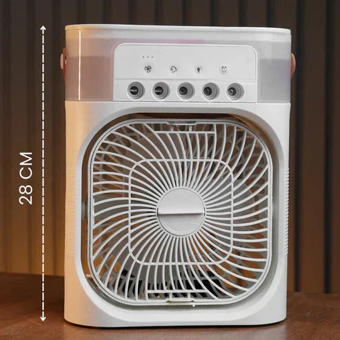 Portable Air Cooler Fan😍Air Conditioner | Multicolour front view showing its sleek design and size of 28 CM.